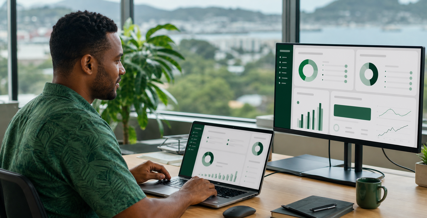 A Papua New Guinean professional using connected business applications