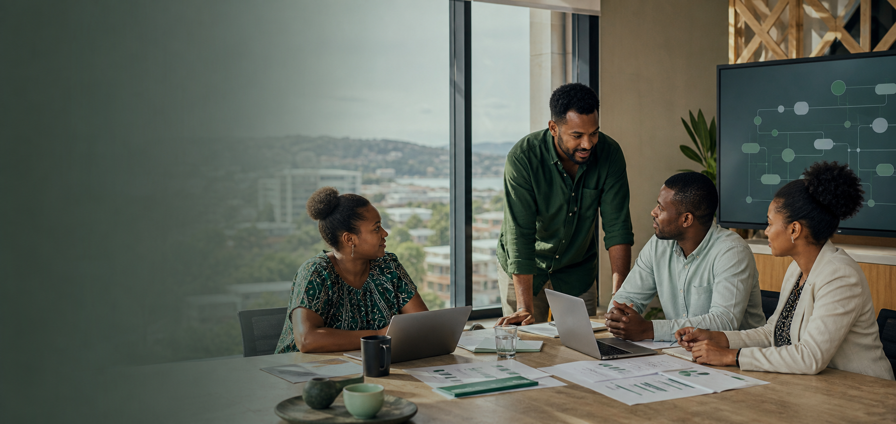 Papua New Guinean business professionals collaborating on process automation